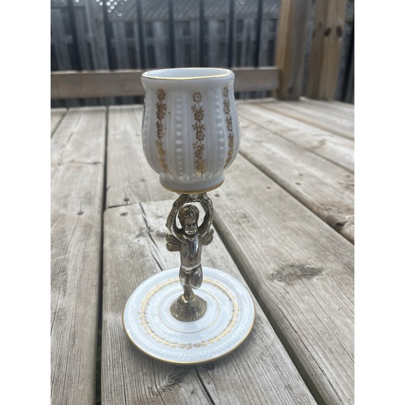 Porcelaine Candleholder De France / Hand painted With angel - Picture 5 of 16